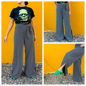 Pure + Good Windowpane Wide-leg Pant Large Anthro